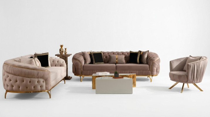 Ontwerpbank 3-zits Chesterfield stof bank gestoffeerde banken textiel nieuw