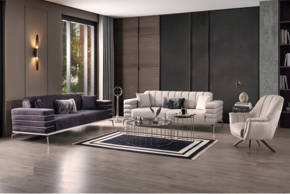 Bankstel fluweel gestoffeerde stoel 3311 design bankstellen metalen set banken nieuw