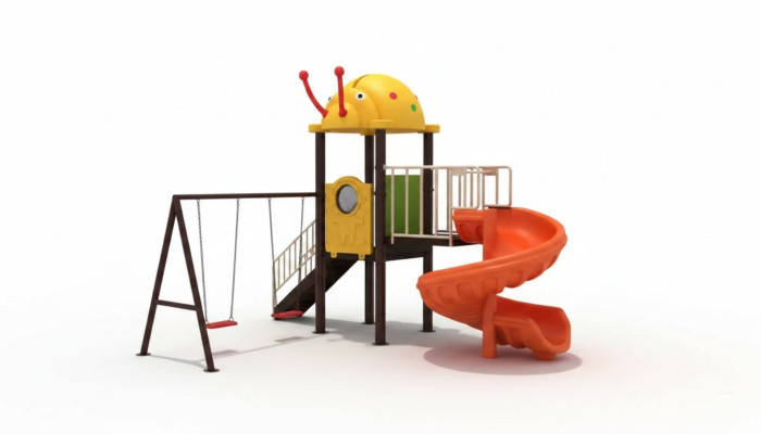 Speelplaats met glijbanen en schommels Entertainment voor kinderen