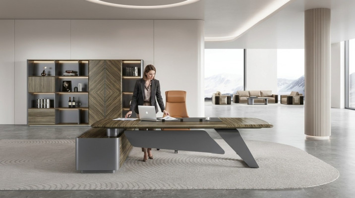 Luxe bureau, werktafel, hoekbureau, tafel, inrichting, meubels.