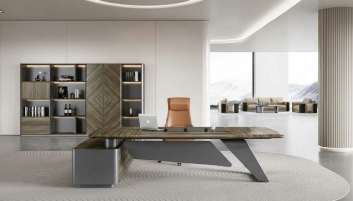 Luxe bureau, werktafel, hoekbureau, tafel, inrichting, meubels.