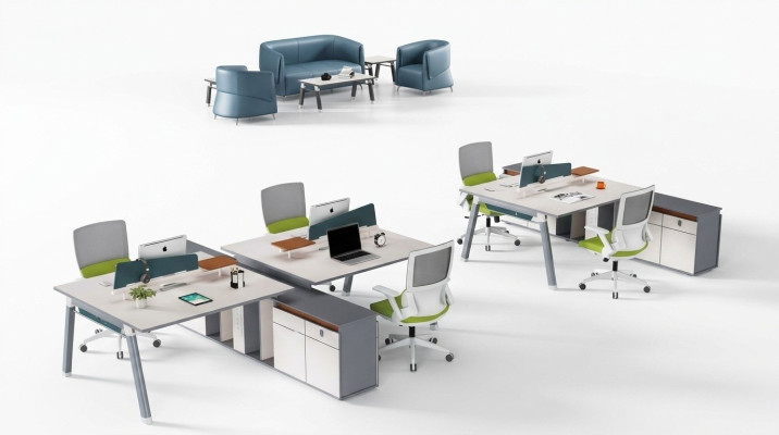 Kantoorinrichting meubels bureaus team tafel balie kantoormeubilair