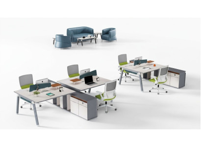 Kantoorinrichting meubels bureaus team tafel balie kantoormeubilair