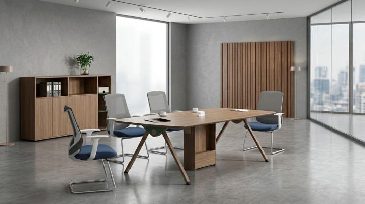 Conferentietafel hout kantoormeubilair ontwerp tafel inrichting thuiskantoor