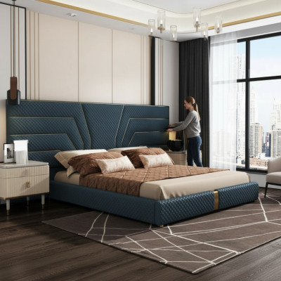 Luxe slaapkamer bed dubbele bedden design meubels bedframe hotel