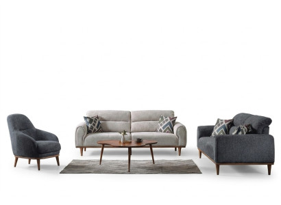 Bankstel 3+3+1 zits set woonkamer compleet textiel houten bank stoel Nieuw