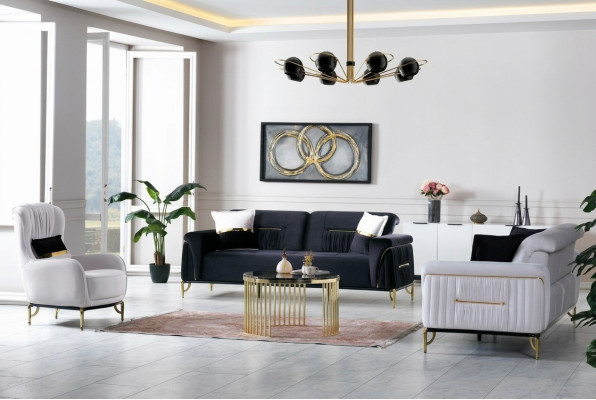 Ontwerp woonkamerset bankstel 3+3+1 woonkamer meubel sets fluweel