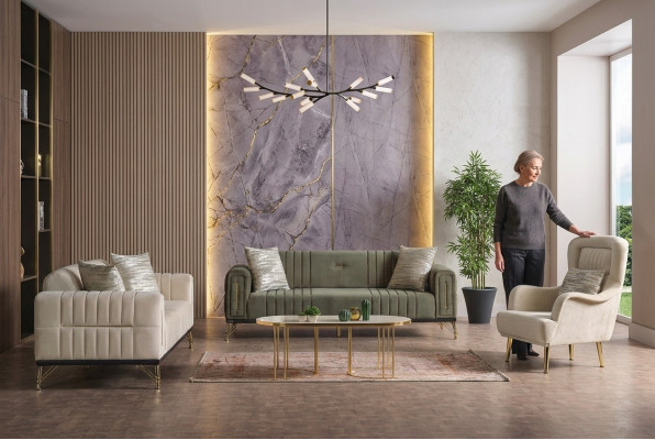 Exclusieve bankstel set 3+3+1 3-delig 2x bank Relaxe fauteuil Luxe set