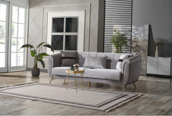 Bankstel 3 zits Textiel Hout Modern Bankstel Sofa's Ontwerp Luxe Grijs
