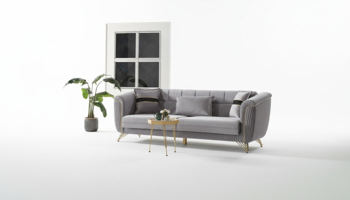 Bankstel 3 zits Textiel Hout Modern Bankstel Sofa's Ontwerp Luxe Grijs