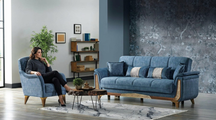 Bankstel 3+1 zitsbankstel set Compleet Textiel Hout Woonkamer Luxe Bank Nieuw
