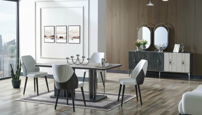 Luxe eetkamerset Eettafel 6x Stoelen Dressoir Eethoeken Eethoek 8 dlg