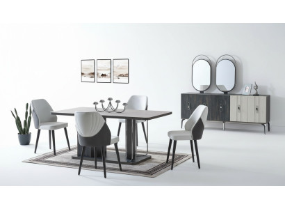 Luxe eetkamerset Eettafel 6x Stoelen Dressoir Eethoeken Eethoek 8 dlg