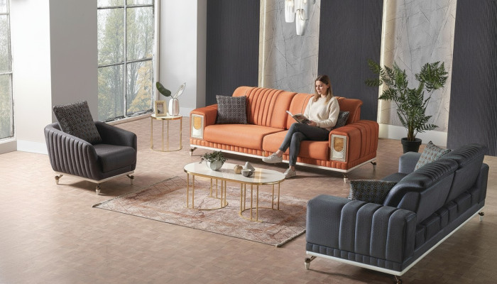 Sofaset 3+3+1 Zits Textiel Hout Bank 3 Zits Modern Fauteuil Complete Set