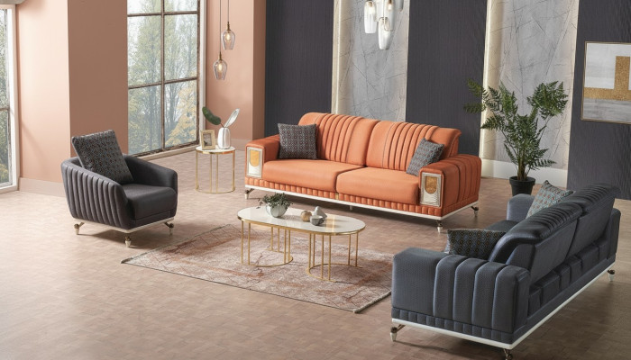 Sofaset 3+3+1 Zits Textiel Hout Bank 3 Zits Modern Fauteuil Complete Set
