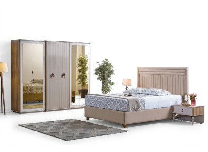 Modern slaapkamer set Bed 2x Nachtkastjes Kast Nieuwe Luxe