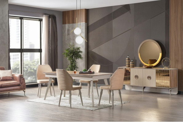 Ontwerp eetkamer compleet eettafel + 6x stoelen Modern meubilair houten tafel Nieuw