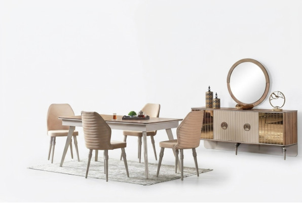 Ontwerp eetkamer compleet eettafel + 6x stoelen Modern meubilair houten tafel Nieuw