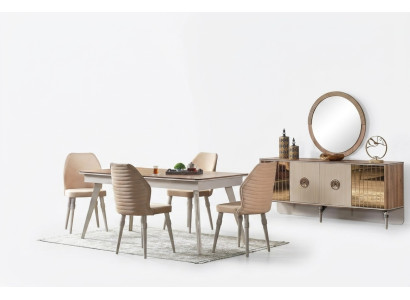 Ontwerp eetkamer compleet eettafel + 6x stoelen Modern meubilair houten tafel Nieuw