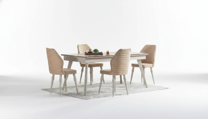 Designer Compleet 6x Stoelen+Eettafel Set Eetkamer Designer Garnituur Set Nieuw