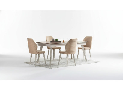Designer Compleet 6x Stoelen+Eettafel Set Eetkamer Designer Garnituur Set Nieuw