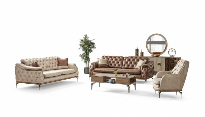 Bankstel 3+3+1 zits Chesterfield modern stijl set 3 delen bankstel relax nieuw