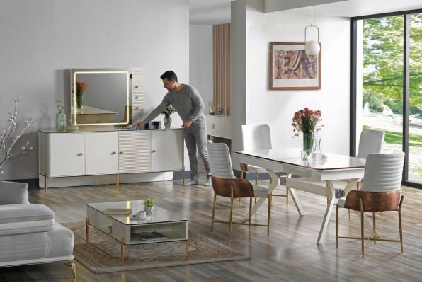 Eetkamer set garnituur tafel 6x stoelen design moderne meubels luxe dressoir