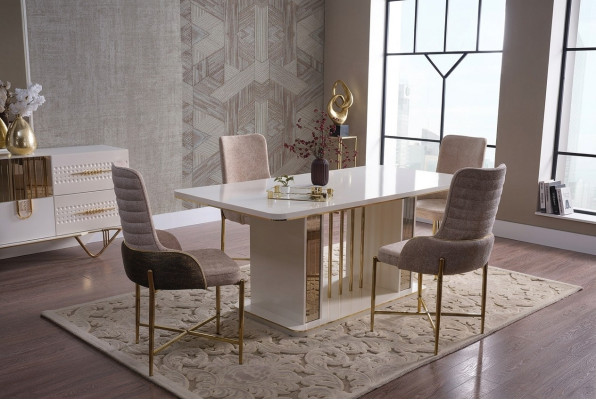 Eetkamer set Luxe 6x stoelen + eettafel eetkamergroep set fauteuils dressoir