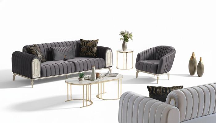 Bankstel 3+1 zits fauteuil set Moderne relaxfauteuil meubels Grijs
