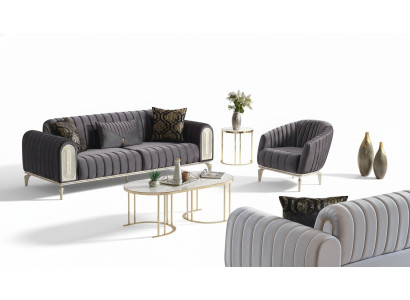 Bankstel 3+1 zits fauteuil set Moderne relaxfauteuil meubels Grijs