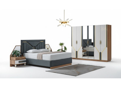 Slaapkamer Set Bed + 2x Nachtkastjes + Kledingkast Design Meubels 4 dlg. Nieuw