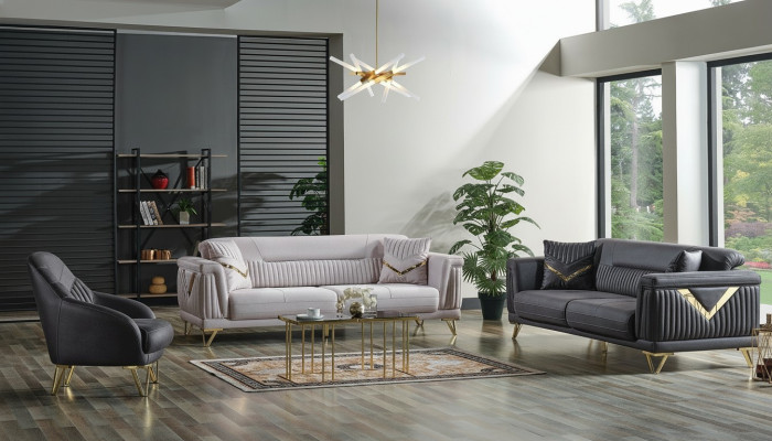 Sofaset 3+3+1 zits Textiel Hout Bankstel 3 zits Modern Fauteuil Compleet Set Nieuw