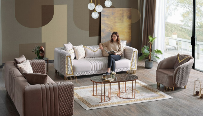 Premium meubel woonkamerset 3+3+1 zitplaatsen bankstel 2x banken fauteuil