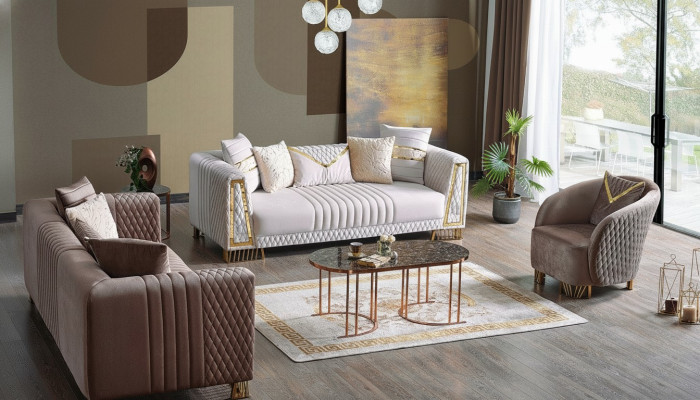Premium meubel woonkamerset 3+3+1 zitplaatsen bankstel 2x banken fauteuil