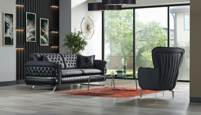 Bankstel 3+1 zits fauteuil set Chesterfield ontspanningsfauteuil meubels nieuw