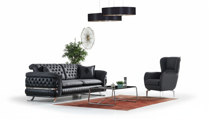 Bankstel 3+1 zits fauteuil set Chesterfield ontspanningsfauteuil meubels nieuw