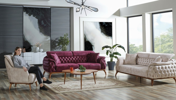 Bankstel 3+3+1-zits Chesterfield modern stijl set van 3 delen. Bankstel Relax