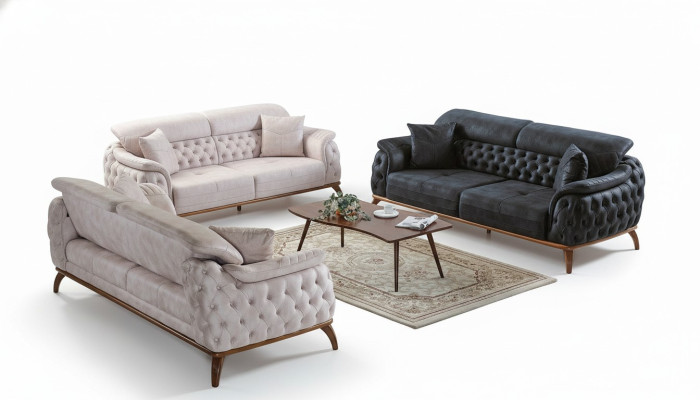 Bankstel 3+3+1 Zits Modern Relax Fauteuil Chesterfield Moderne Stijl 3-delig Nieuw
