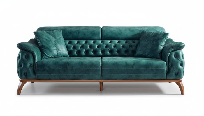 Luxe Chesterfield 3-zits designer bankstel gestoffeerd textiel Nieuw