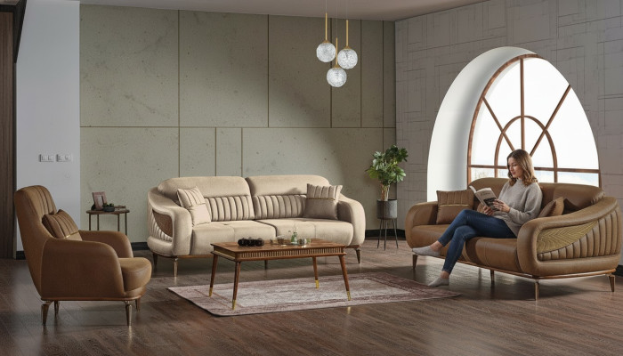 Sofaset 3+3+1 zits Moderne Relaxfauteuil Moderne Stijl 3-delig Luxe woonkamer.