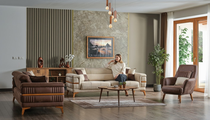 Ontwerper bankstel 3+3+1 zits bank gestoffeerde bankstel set luxe nieuw