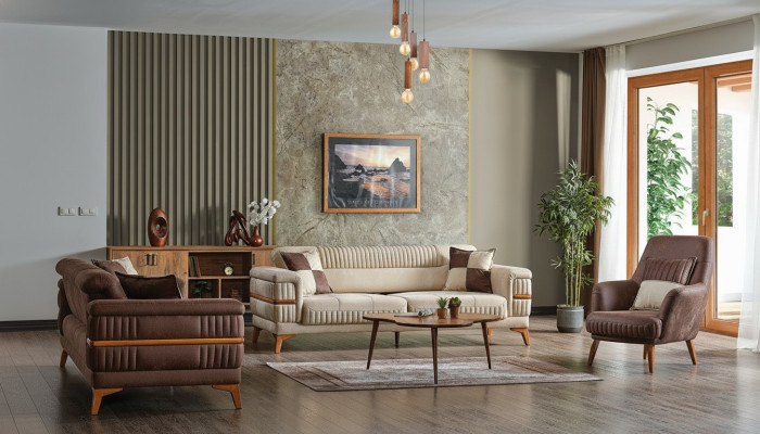 Ontwerper bankstel 3+3+1 zits bank gestoffeerde bankstel set luxe nieuw