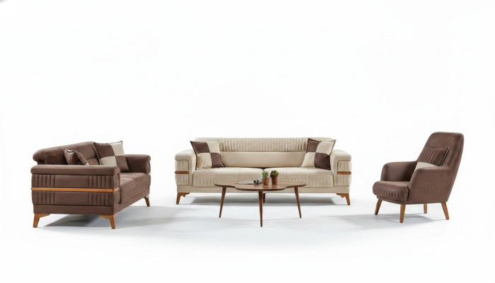 Ontwerper bankstel 3+3+1 zits bank gestoffeerde bankstel set luxe nieuw
