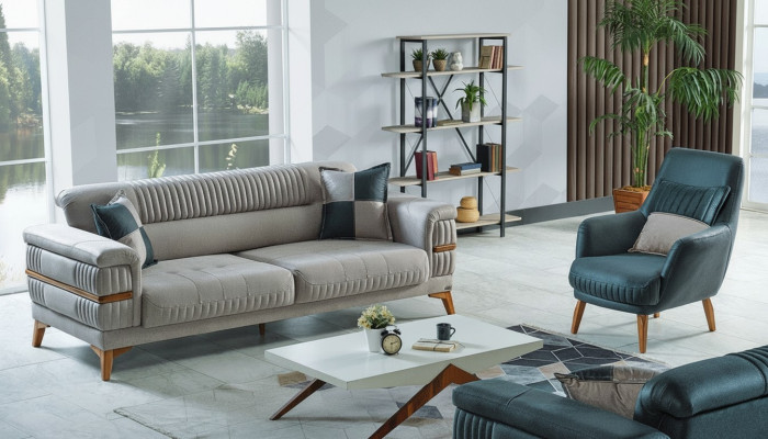 Bankstel 3+1 zits textiel houten bank 3 zits modern fauteuil compleet set nieuw