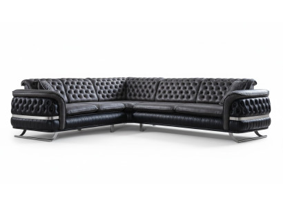 Hoekbank woonlandschap Kleur Zwart U Vorm XXL Bank Nieuw Chesterfield Nieuw