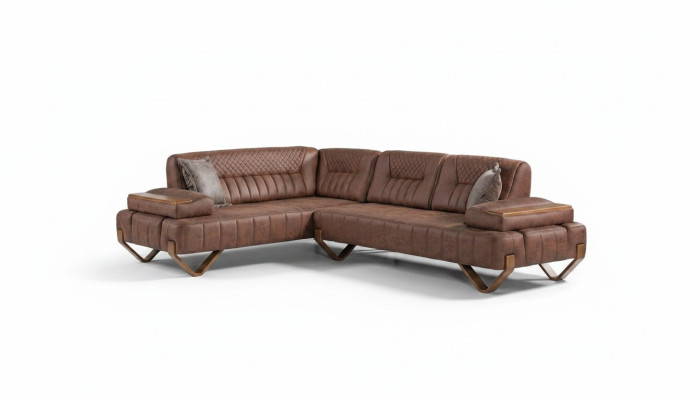 Hoekbank woonlandschap kleur bruin L-vorm bank nieuw woonkamer hoekbank luxe nieuw