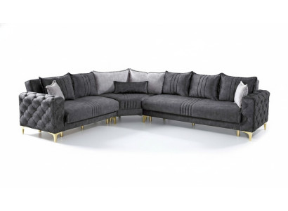 Grijze woonkamer hoekbank L-vormig Modern Chesterfield Nieuwe luxe bankstel