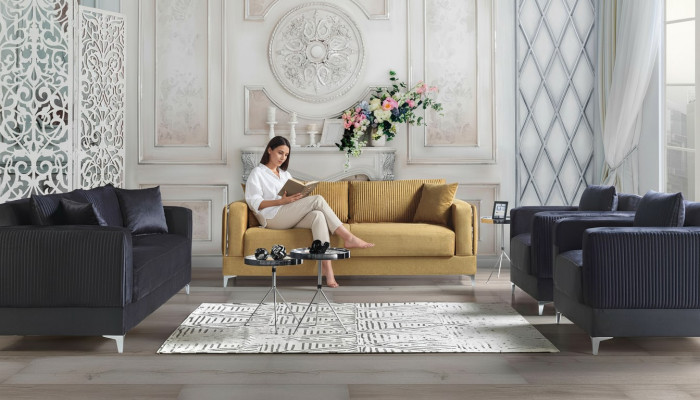 Bankstel 3+2+1+1 zits stoffen modern compleet fauteuil bankstel 3-zits luxe.