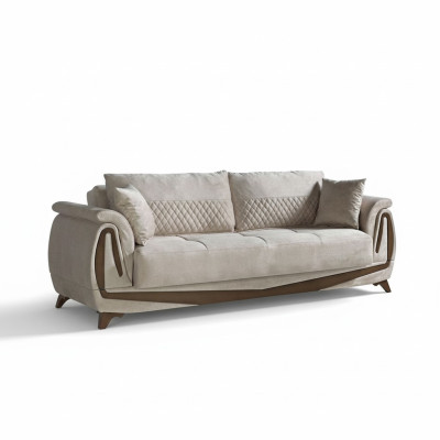 Luxe 3-zitsbank Woonkamermeubilair Elegant Bankstel 230cm Textiel Beige Nieuw