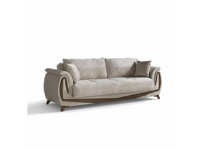 Luxe 3-zitsbank Woonkamermeubilair Elegant Bankstel 230cm Textiel Beige Nieuw